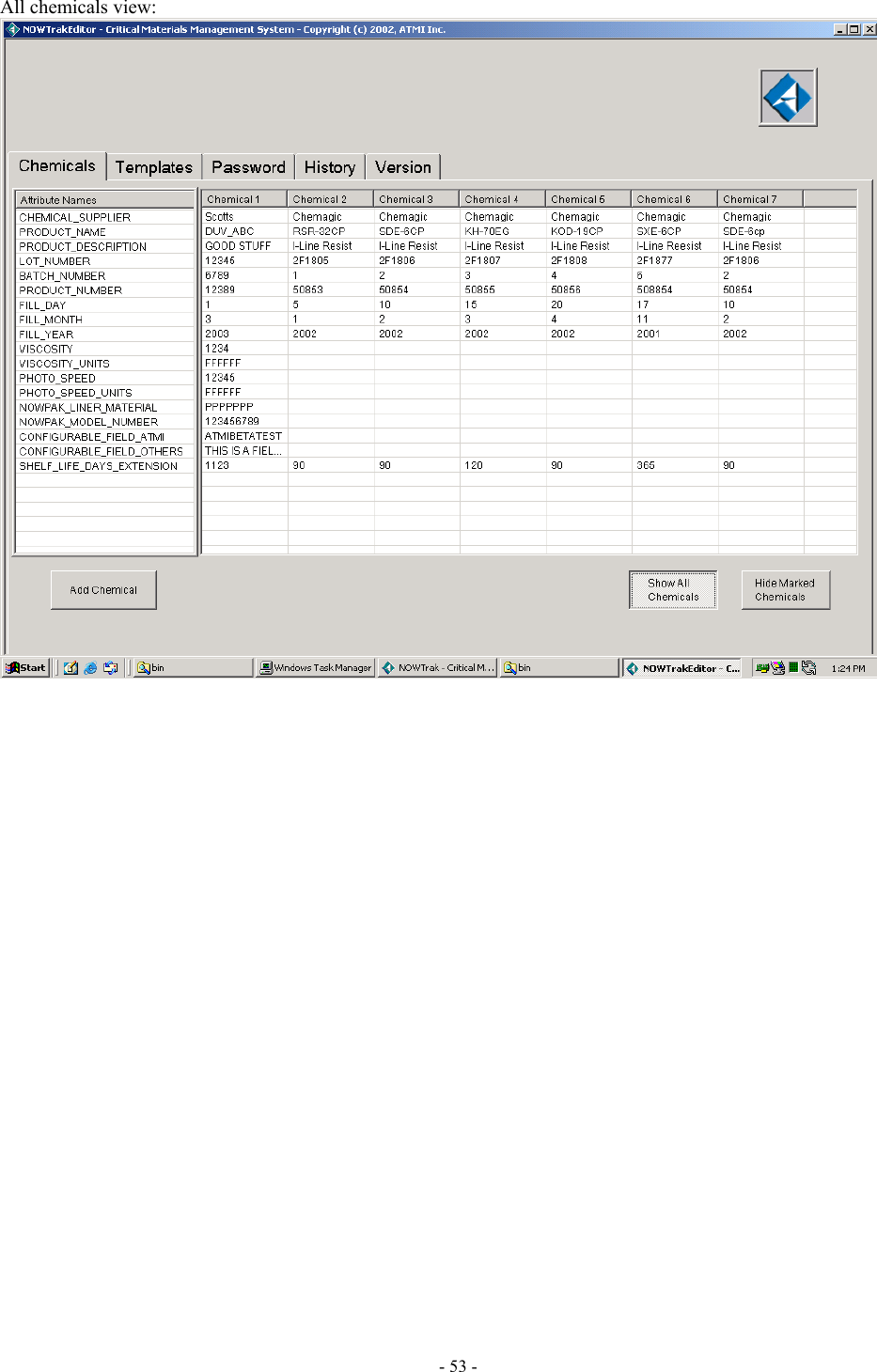  All chemicals view:  - 53 - 