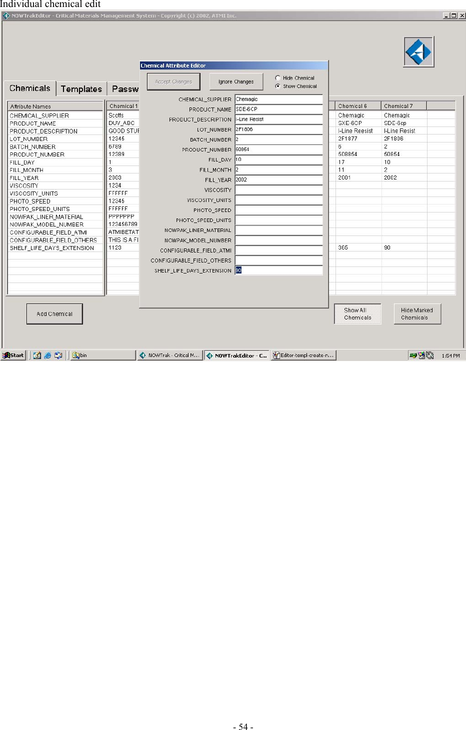  Individual chemical edit  - 54 - 