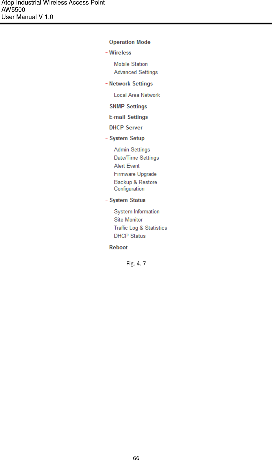 Atop Industrial Wireless Access Point AW 5500 User Manual V 1.0                      66   Fig. 4. 7         