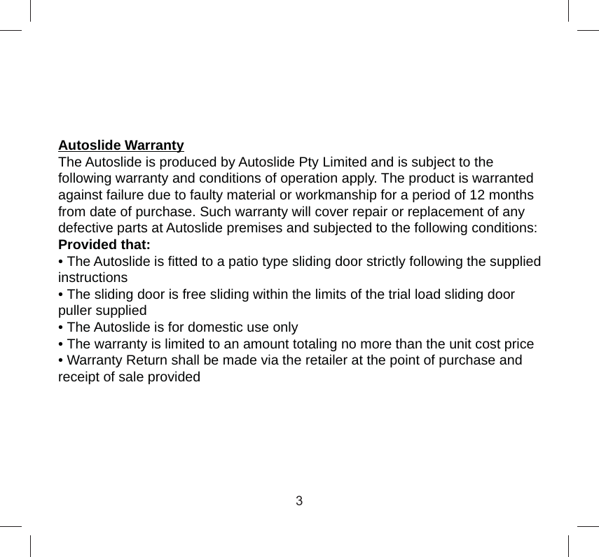 Page 4 of AUTOSLIDE AS5 Pedestrian AUTO Sliding Door Operator User Manual 