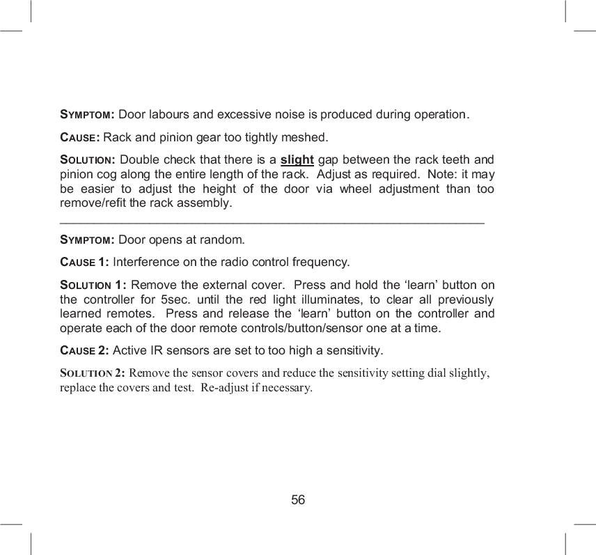 Page 57 of AUTOSLIDE AS5 Pedestrian AUTO Sliding Door Operator User Manual 