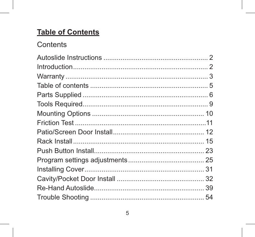Page 6 of AUTOSLIDE AS5 Pedestrian AUTO Sliding Door Operator User Manual 