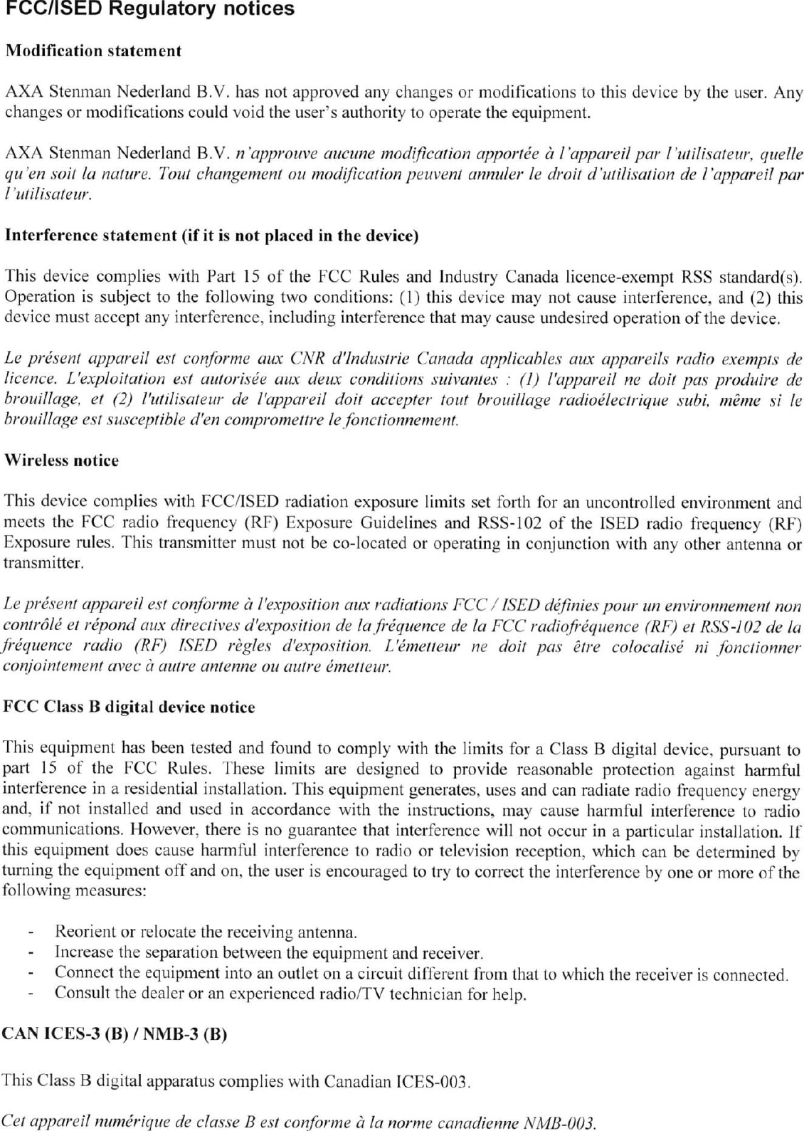 Page 3 of 46      © copyright Axa-Stenman, 2016, Bluetooth eRL Datasheet V0.9     