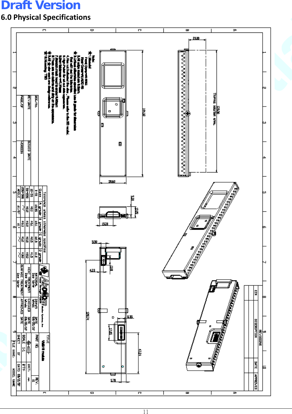 Draft Version                                                                          11  6.0PhysicalSpecifications