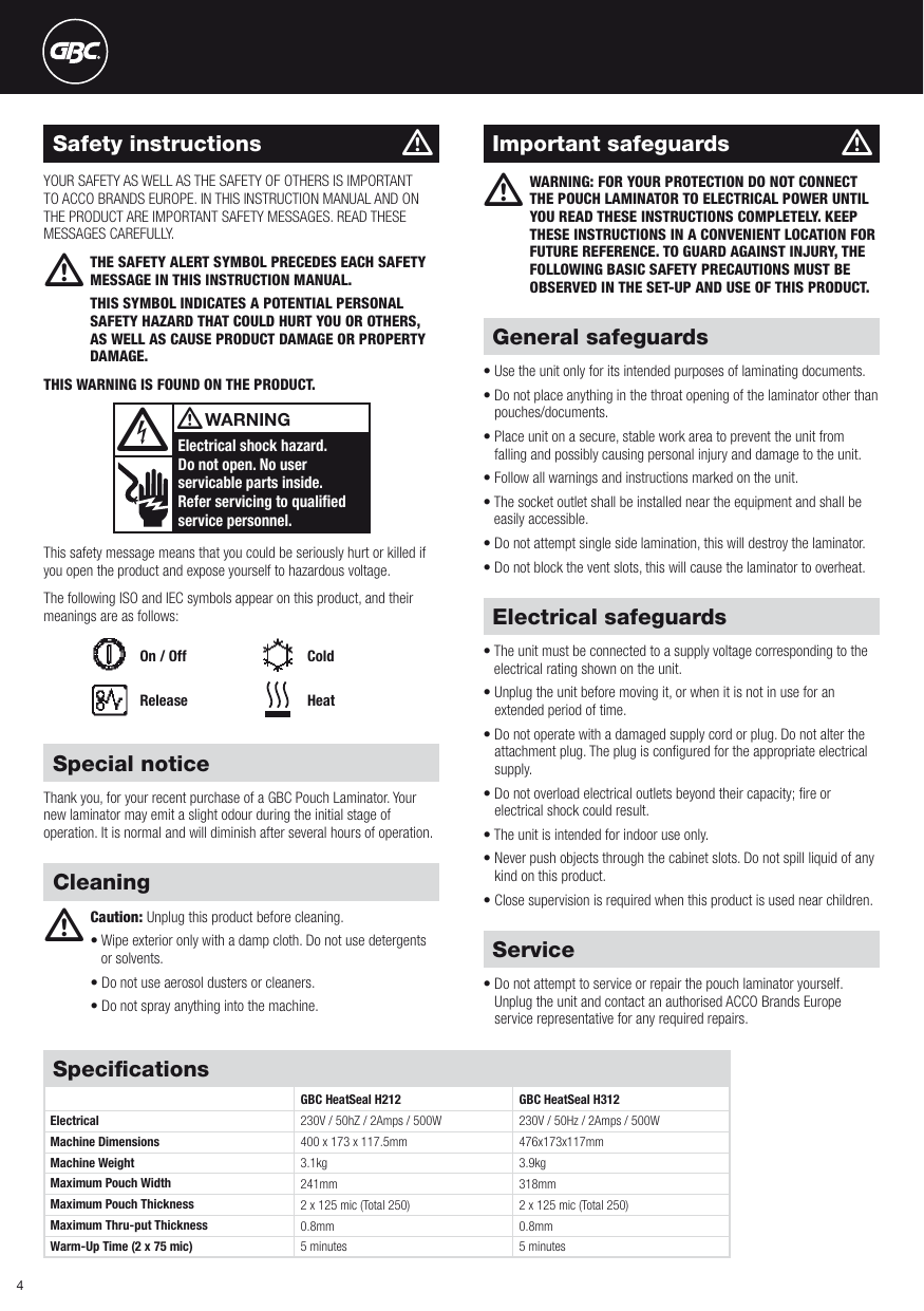 Page 4 of 6 - Acco-Brands Acco-Brands-Electric-Heater-H212-Users-Manual-  Acco-brands-electric-heater-h212-users-manual