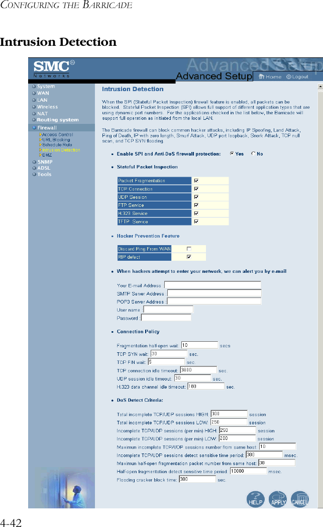 CONFIGURING THE BARRICADE4-42Intrusion Detection