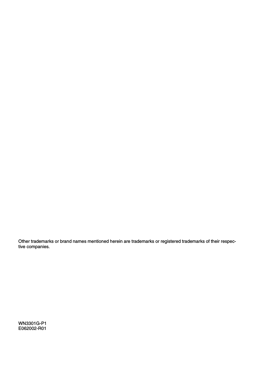 Other trademarks or brand names mentioned herein are trademarks or registered trademarks of their respec-tive companies.WN3301G-P1E062002-R01