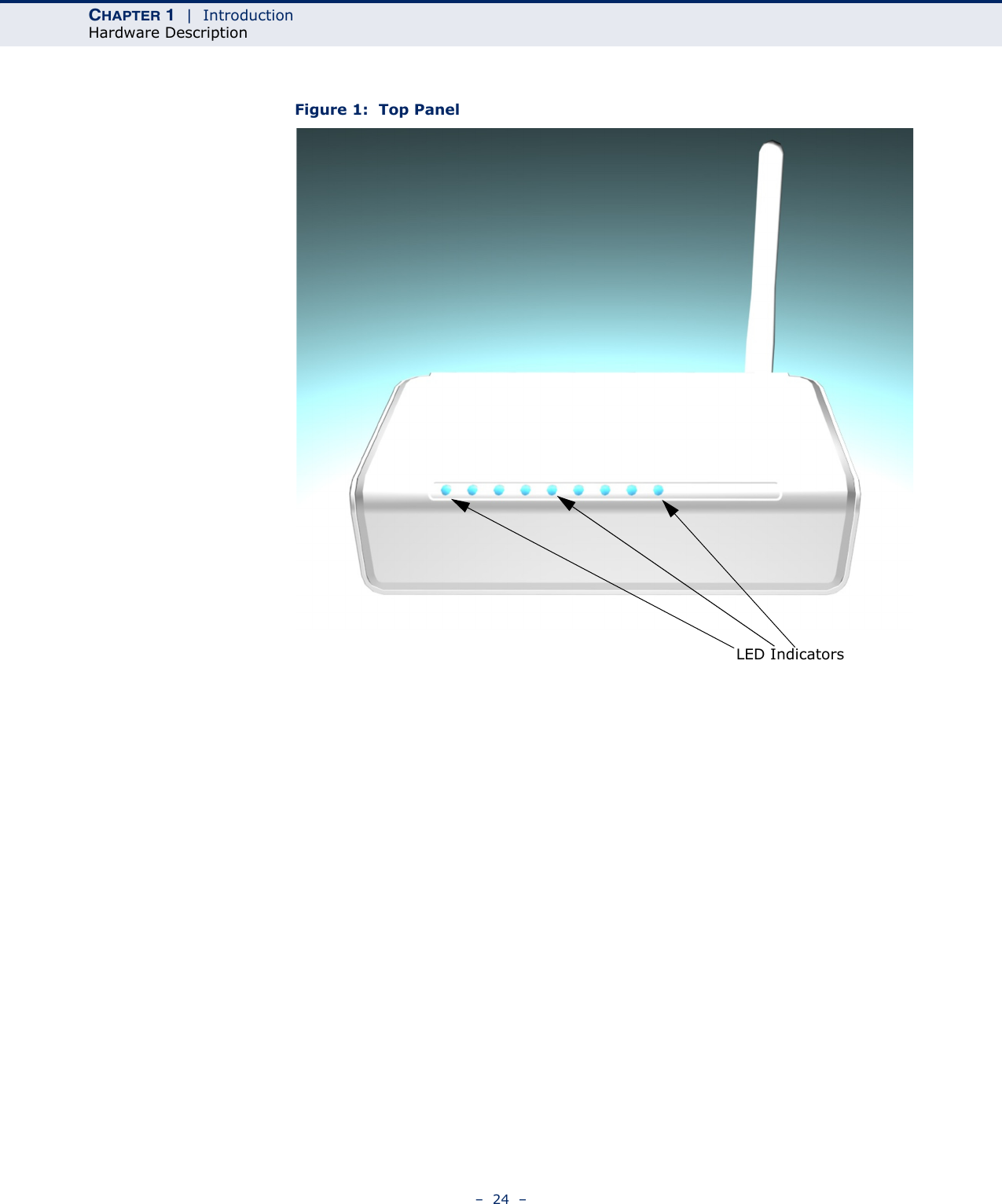 CHAPTER 1  |  IntroductionHardware Description–  24  –Figure 1:  Top PanelLED Indicators