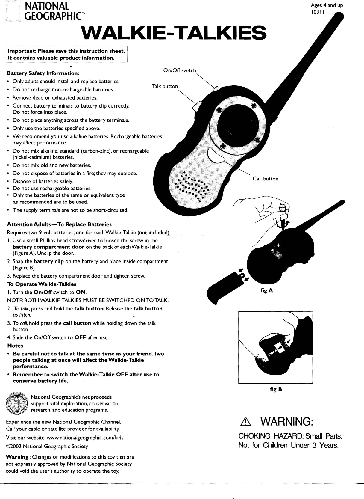 Acctron NGLWT10311 Walkie Talkie User Manual