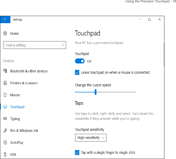 Using the Precision Touchpad - 19