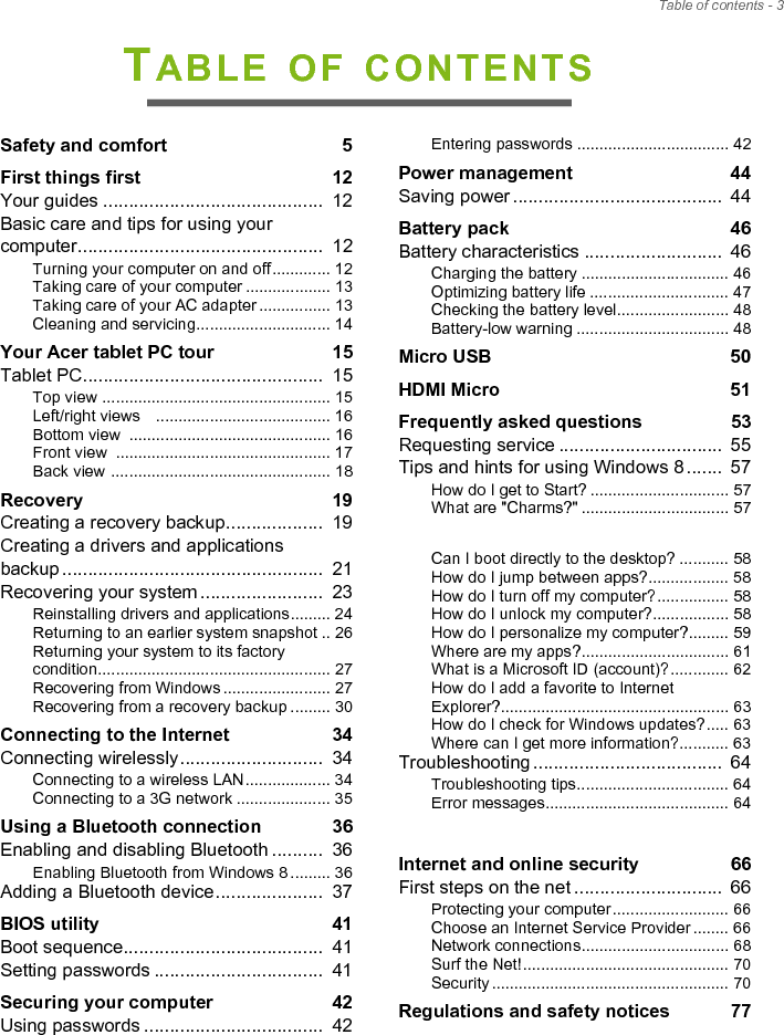 4 - Table of contents