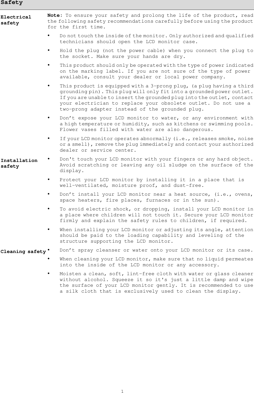 Page 2 of 11 - Acer Acer-Al2216W-Users-Manual- AL2017 English User's Guide Acer-al2216w-users-manual