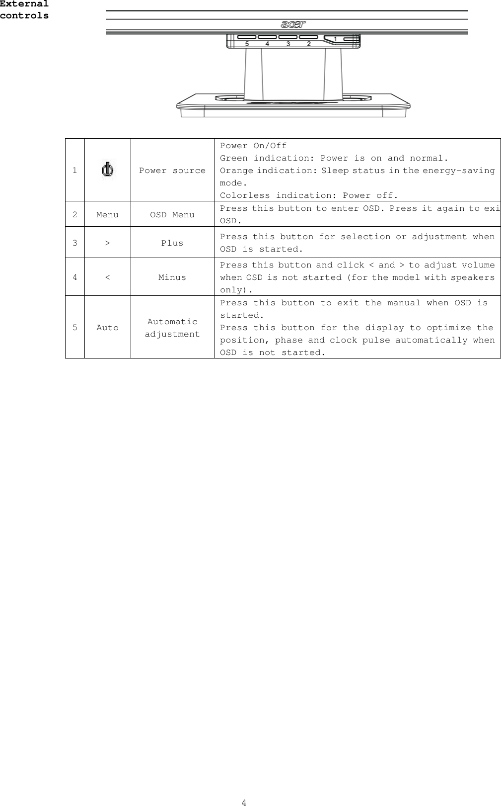 Page 5 of 11 - Acer Acer-Al2216W-Users-Manual- AL2017 English User's Guide Acer-al2216w-users-manual