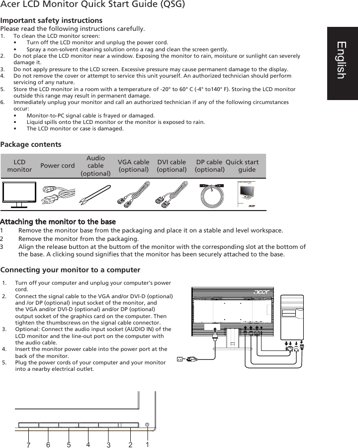 Acer V226Hql Quick Start Guide 47A