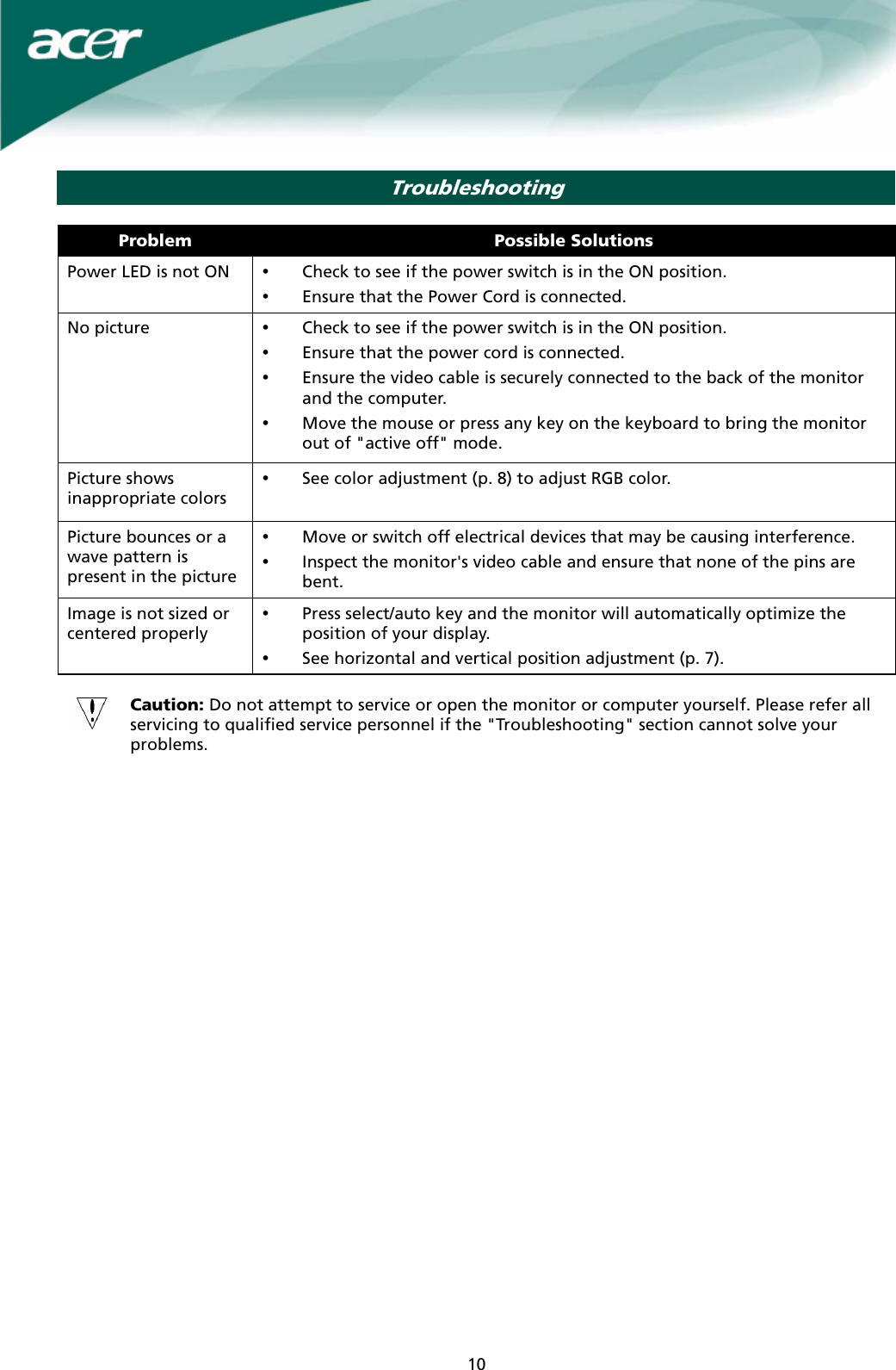 Page 10 of 11 - Acer Acer-X191W-Users-Manual X191W User_enu