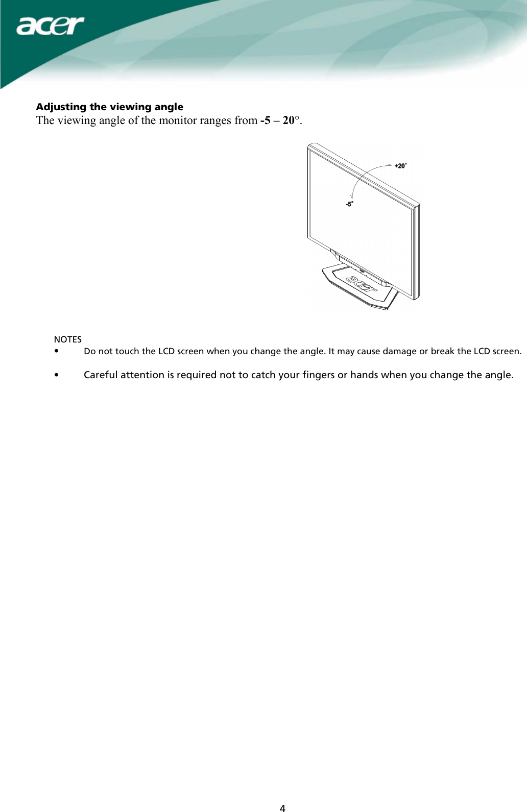 Page 4 of 11 - Acer Acer-X191W-Users-Manual X191W User_enu