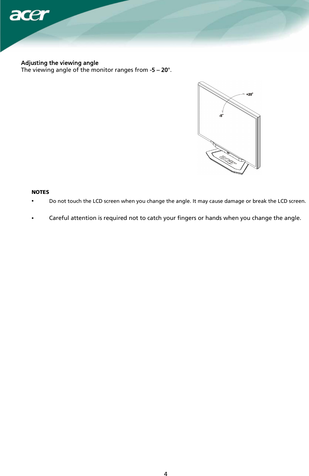 Page 4 of 11 - Acer Acer-X221W-Users-Manual X221W User_enu