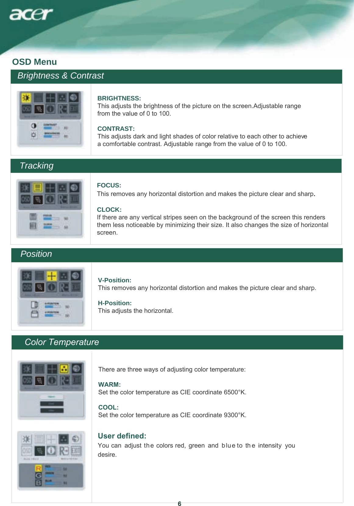 Page 7 of 12 - Acer TCO03 AL1917W Monitor User Guide Manual Operating Instructions  To The Dbc6b864-708d-4adf-82ac-1cab2102b081