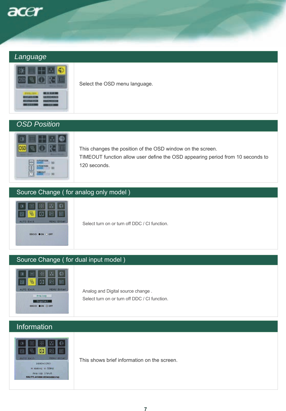 Page 8 of 12 - Acer TCO03 AL1917W Monitor User Guide Manual Operating Instructions  To The Dbc6b864-708d-4adf-82ac-1cab2102b081