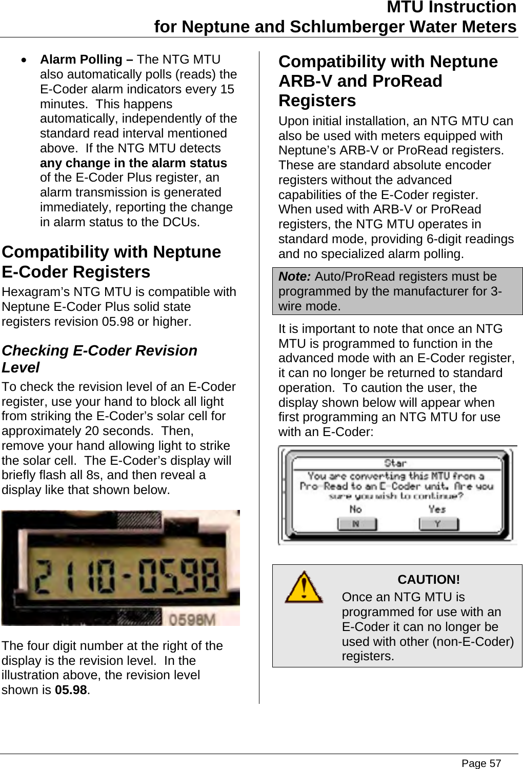 Page 57 of Aclara Technologies 11583-2 TRANSMITTER FOR METER READING User Manual