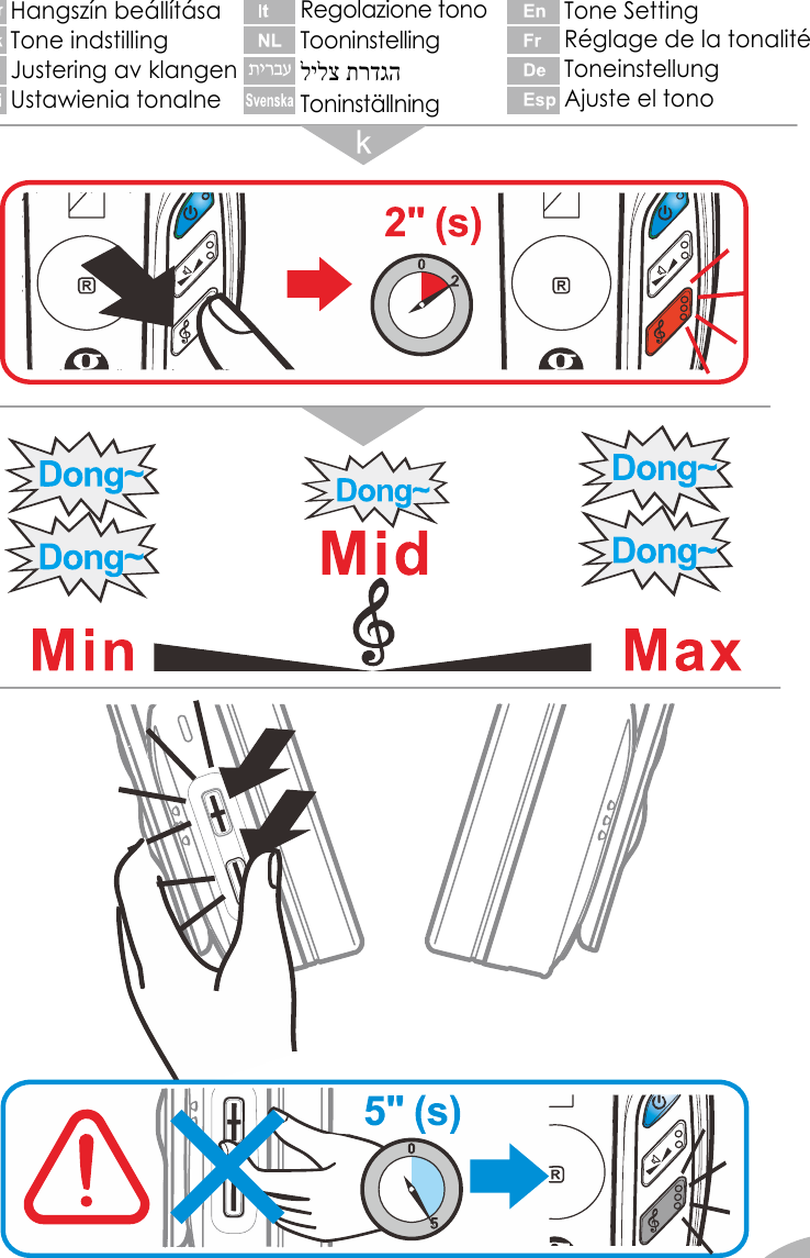  10                                           Tone Setting Réglage de la tonalité Toneinstellung Ajuste el tono Regolazione tono Tooninstelling לילצ תרדגה Toninställning Hangszín beállítása Tone indstilling Justering av klangen Ustawienia tonalne 