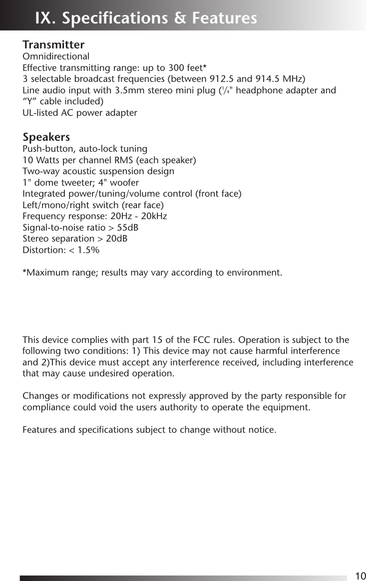 Page 11 of 12 - Acoustic-Research Acoustic-Research-Aw-871-Users-Manual-  Acoustic-research-aw-871-users-manual