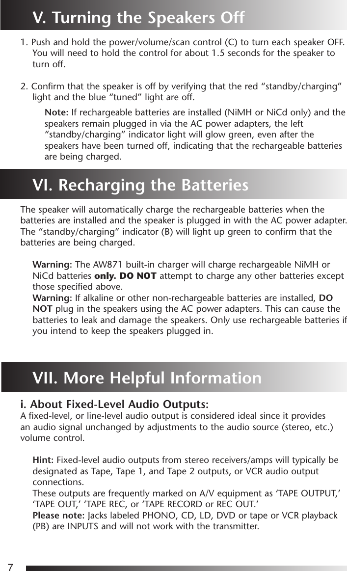 Page 8 of 12 - Acoustic-Research Acoustic-Research-Aw-871-Users-Manual-  Acoustic-research-aw-871-users-manual