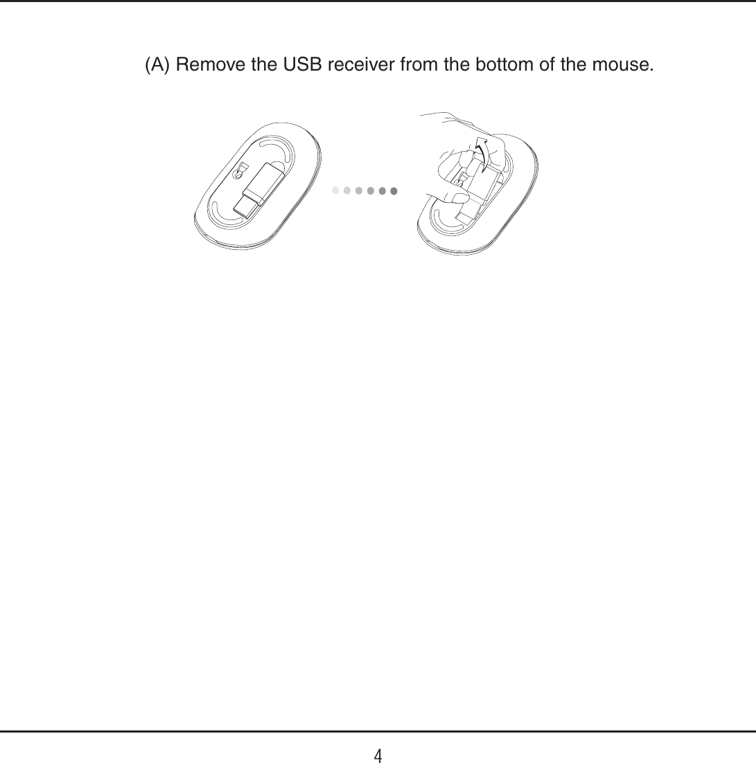 4(A) Remove the USB receiver from the bottom of the mouse. 