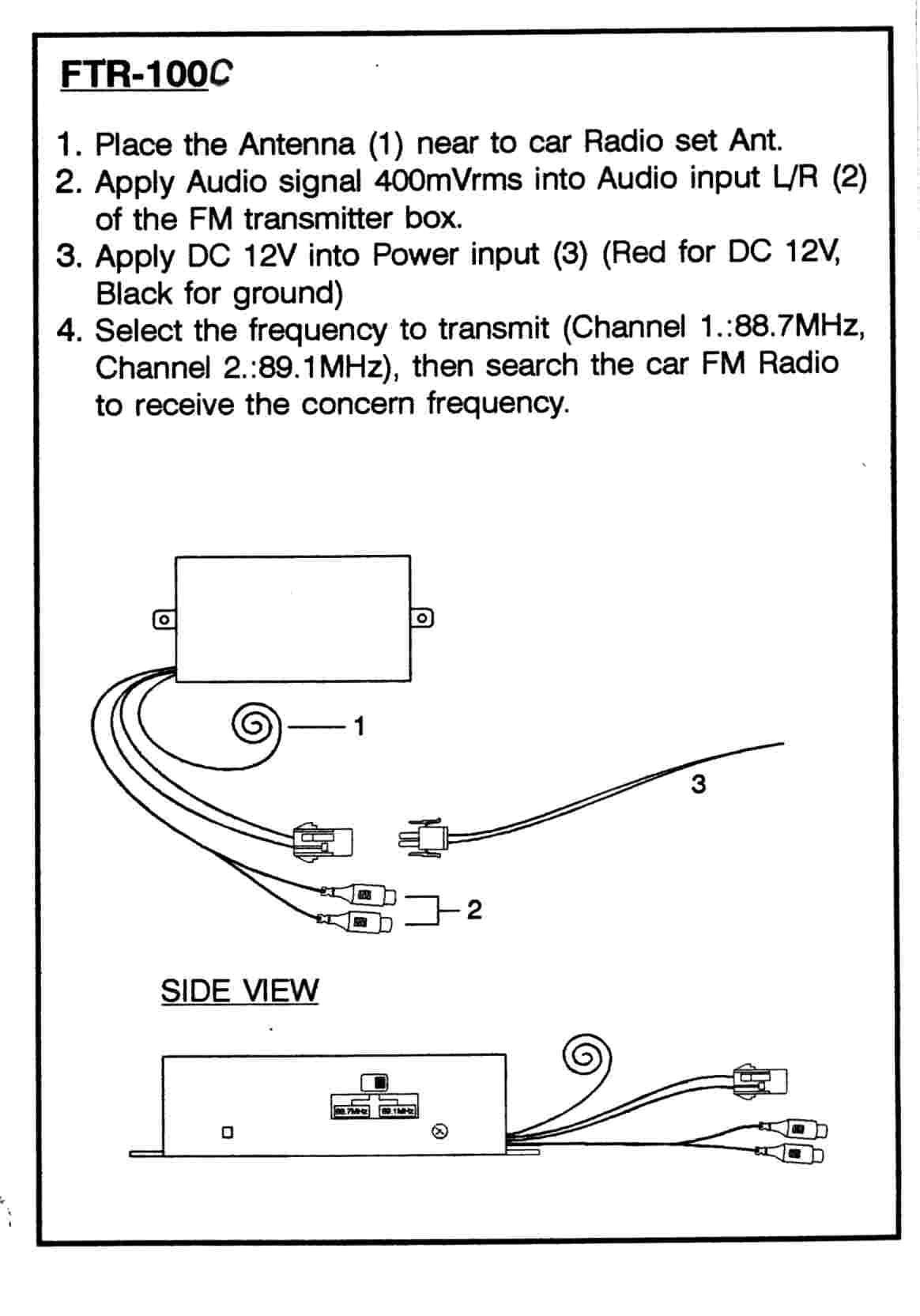 A FM TRANSMITTER User Manual