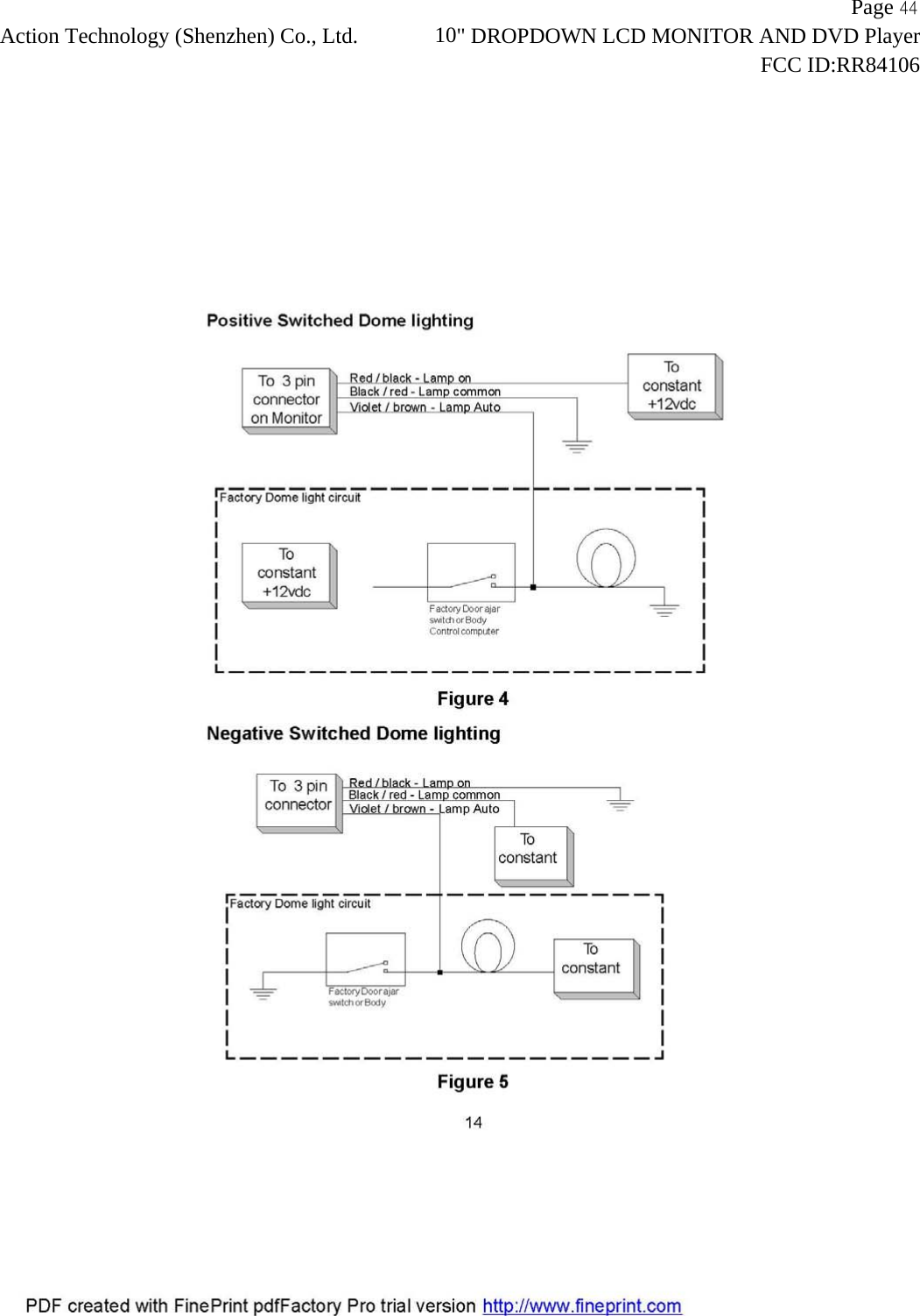                   Page 44Action Technology (Shenzhen) Co., Ltd.       10" DROPDOWN LCD MONITOR AND DVD Player                                                                    FCC ID:RR84106  