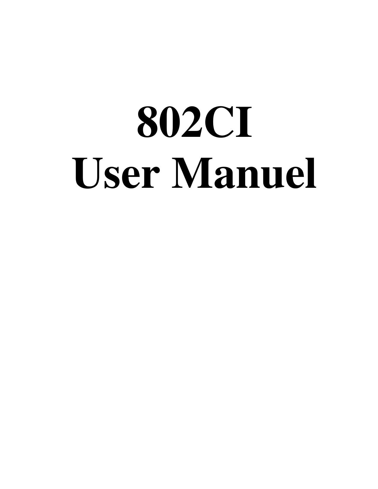  802CI  User Manuel 