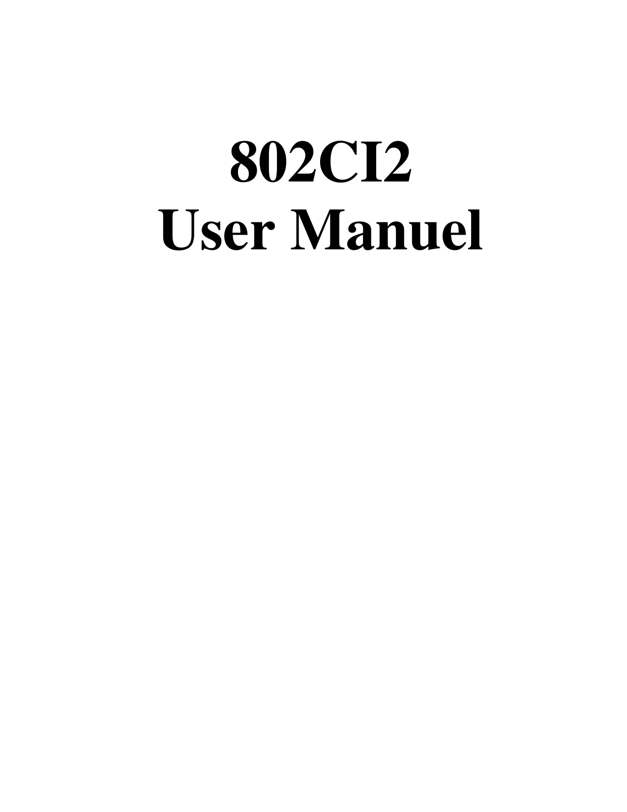  802CI2  User Manuel 