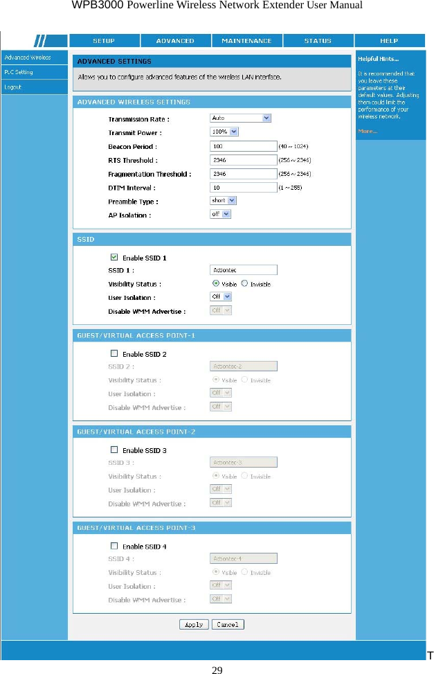 WPB3000 Powerline Wireless Network Extender User Manual 29 T