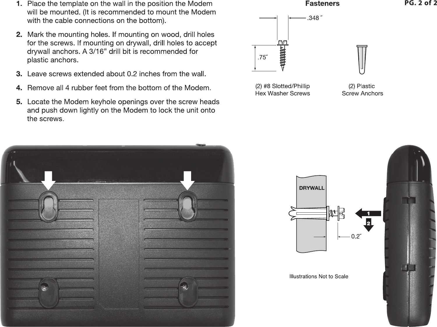 Page 2 of 2 - Actiontec Actiontec-Gt784Wnv-For-Verizon-Dsl-Quick-Reference-Guide GT784WNV Wall Mount