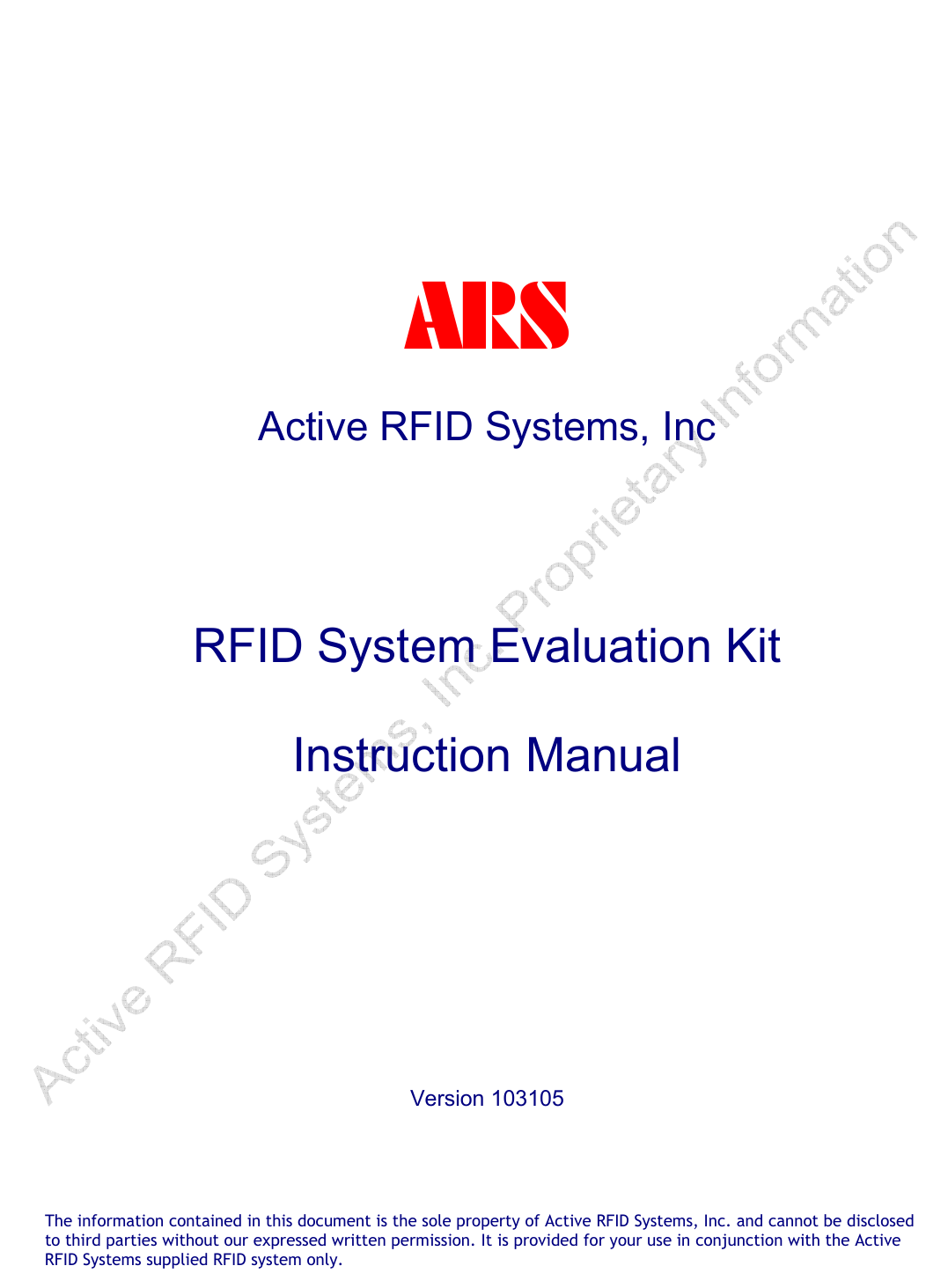 Active RFID Systems GPRWT Infrared triggered part 15 transmitter User Manual