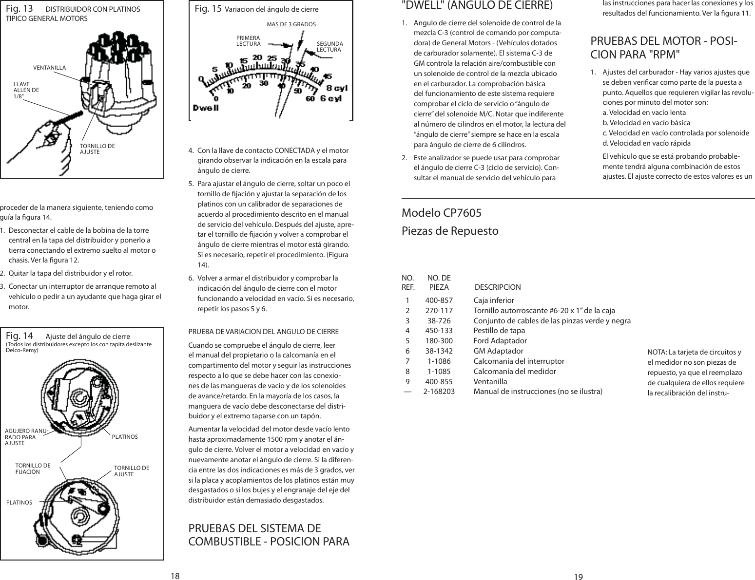 Page 10 of 10 - Actron Actron-Cp7605-Operating-Instructions- 0002-000-219301c_CP7605 Tach Dwell Voltmeter  Actron-cp7605-operating-instructions