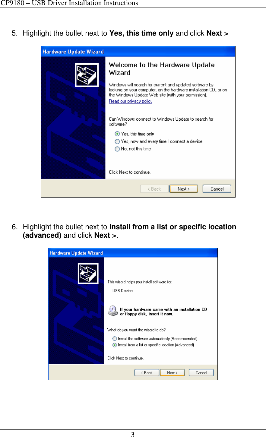 Page 3 of 6 - Actron Actron-Cp9180-Users-Manual- CP9180_Driver_Install_Instructions  Actron-cp9180-users-manual