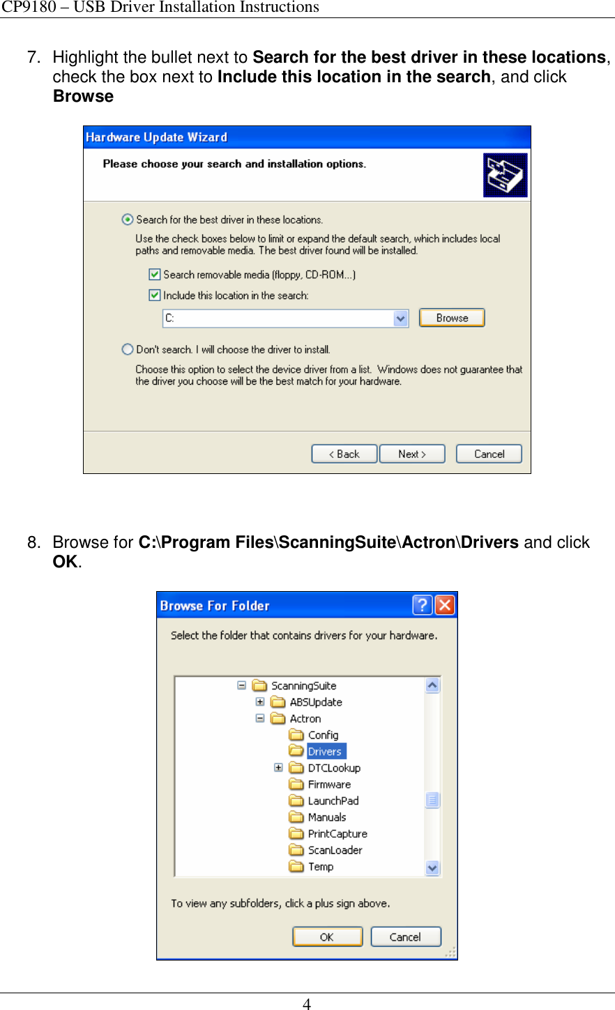 Page 4 of 6 - Actron Actron-Cp9180-Users-Manual- CP9180_Driver_Install_Instructions  Actron-cp9180-users-manual