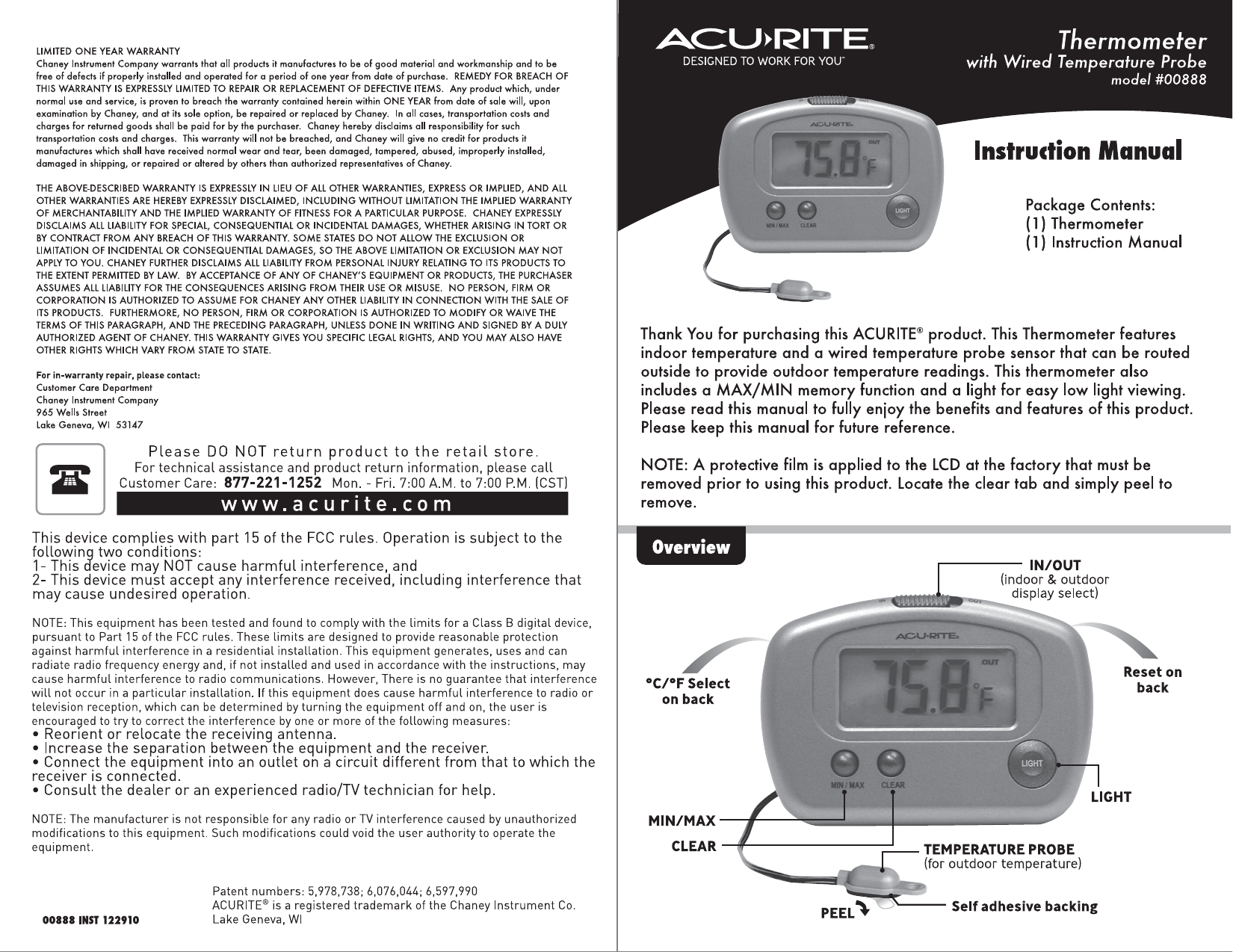 Acu Rite Thermometer 888 Users Manual INST12_00888_FA