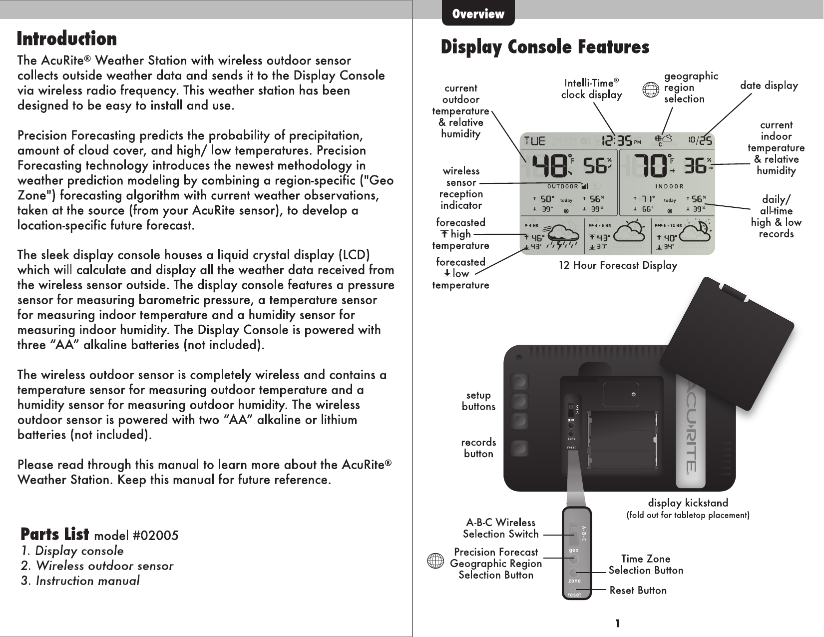 Page 2 of 8 - Acu-Rite Acu-Rite-Acu-Rite-Weather-Radio-2005-Users-Manual- 02005-instructions  Acu-rite-acu-rite-weather-radio-2005-users-manual