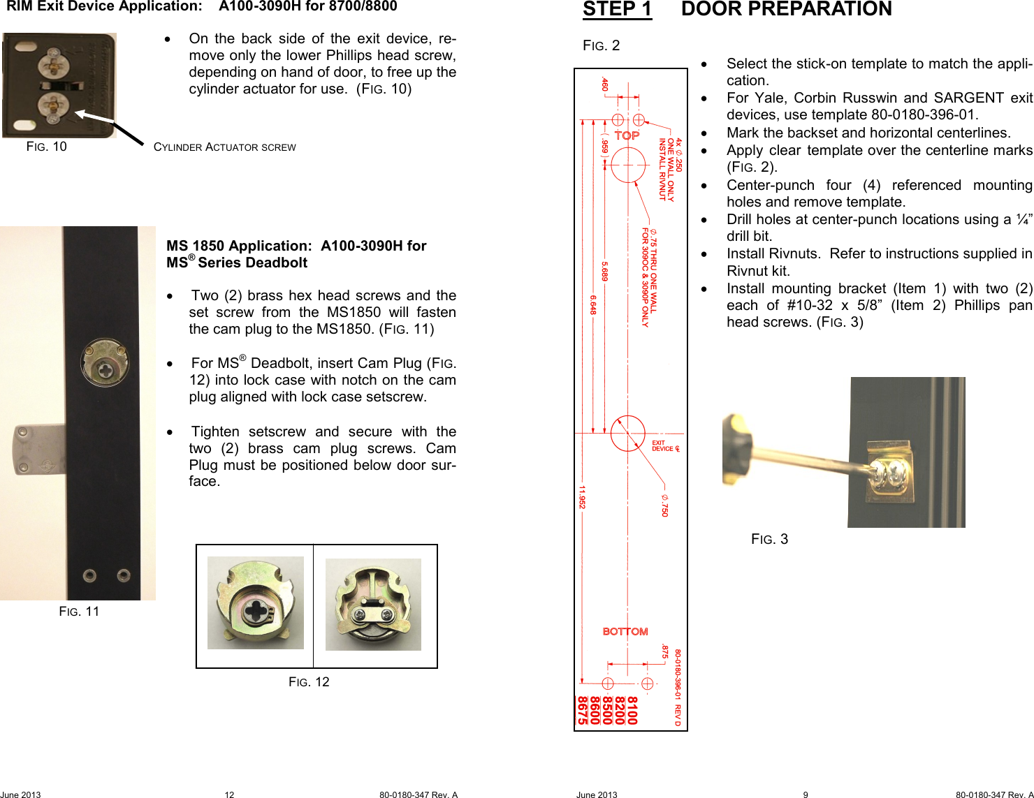 Page 9 of 10 - Adams Rite  A100-3090 Owner's Manual & Installation Instructions A100-3090H 80-0180-347 A
