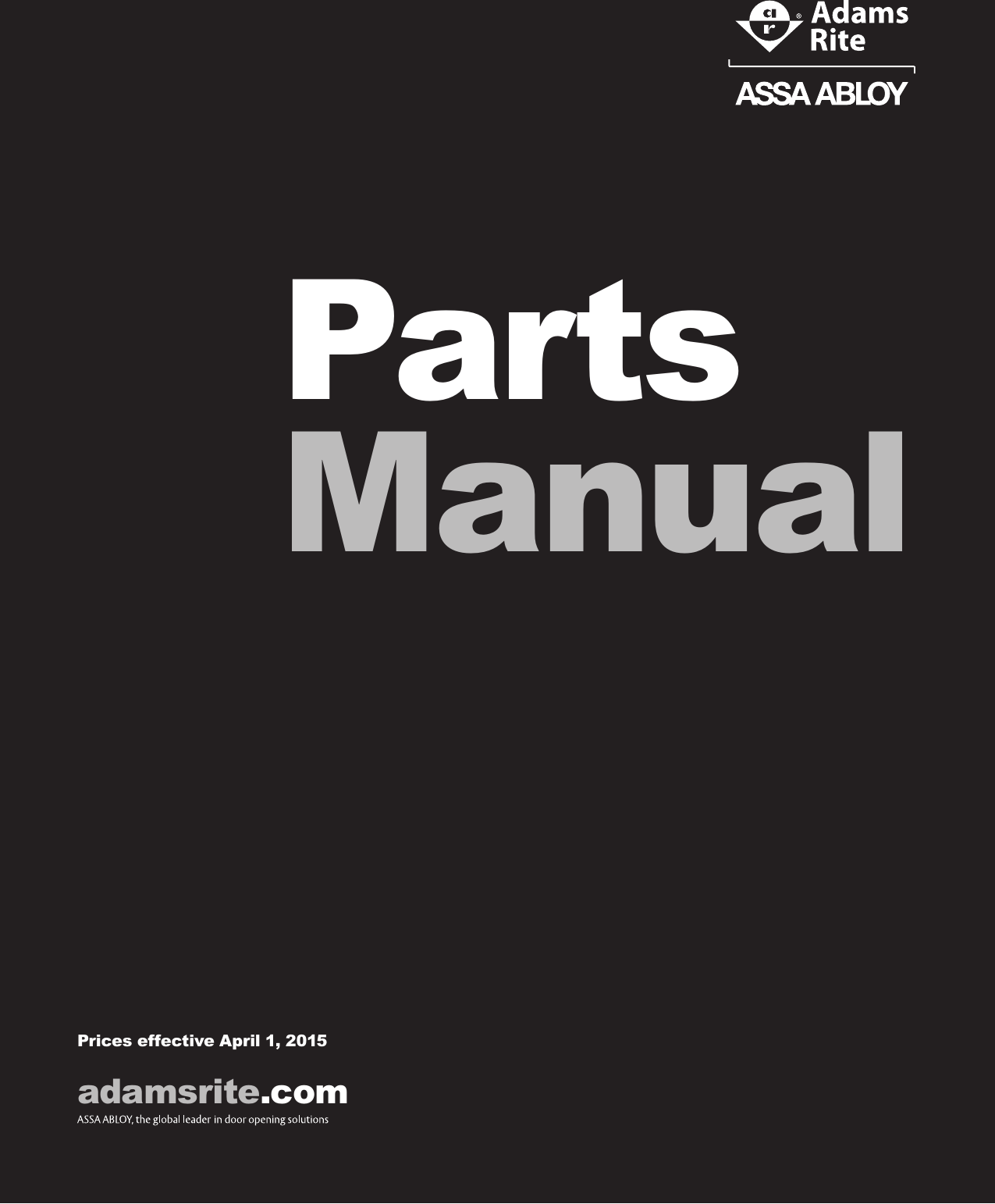Adams Rite Parts Manual ARM Single Pg Rev