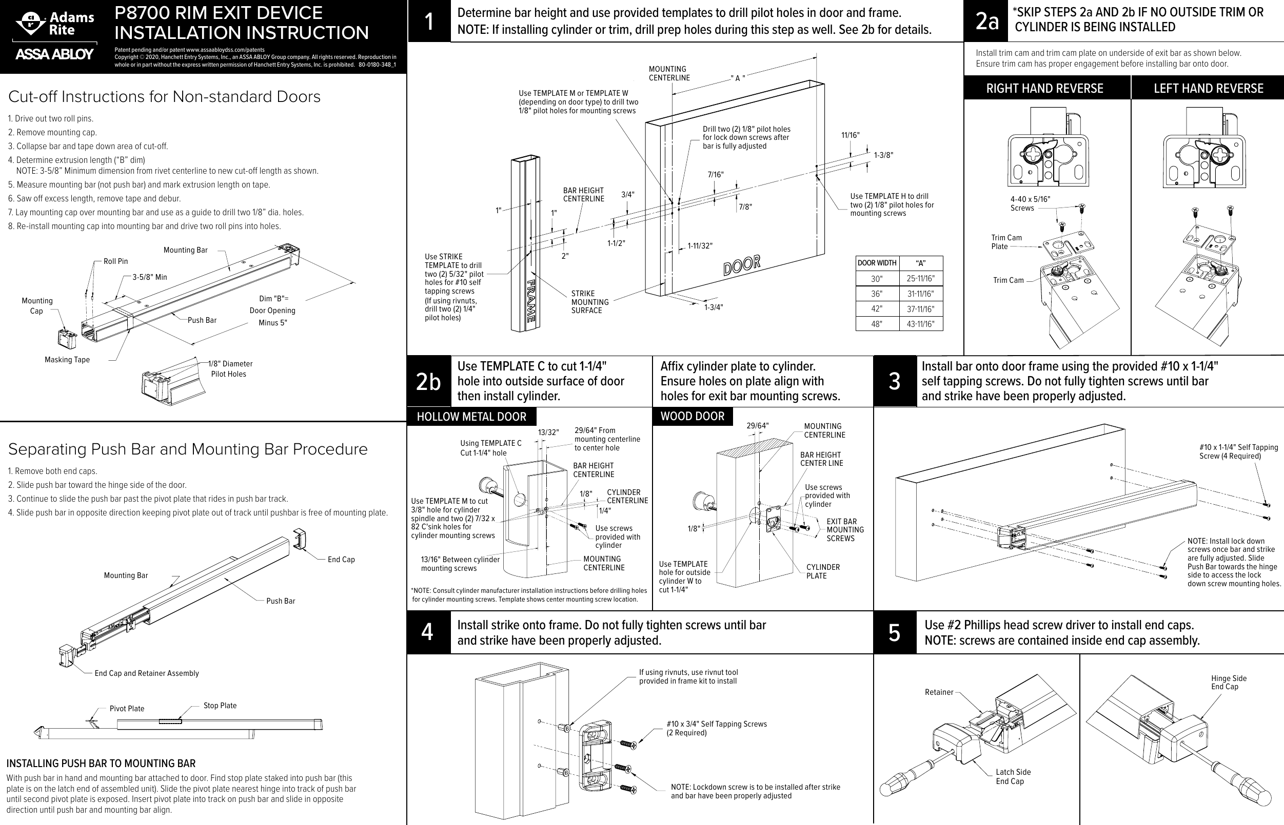 Page 1 of 1 - Adams Rite 80-0180-348_1 P8700 Install Instructions Proof Installation AR Pullman Exit Device