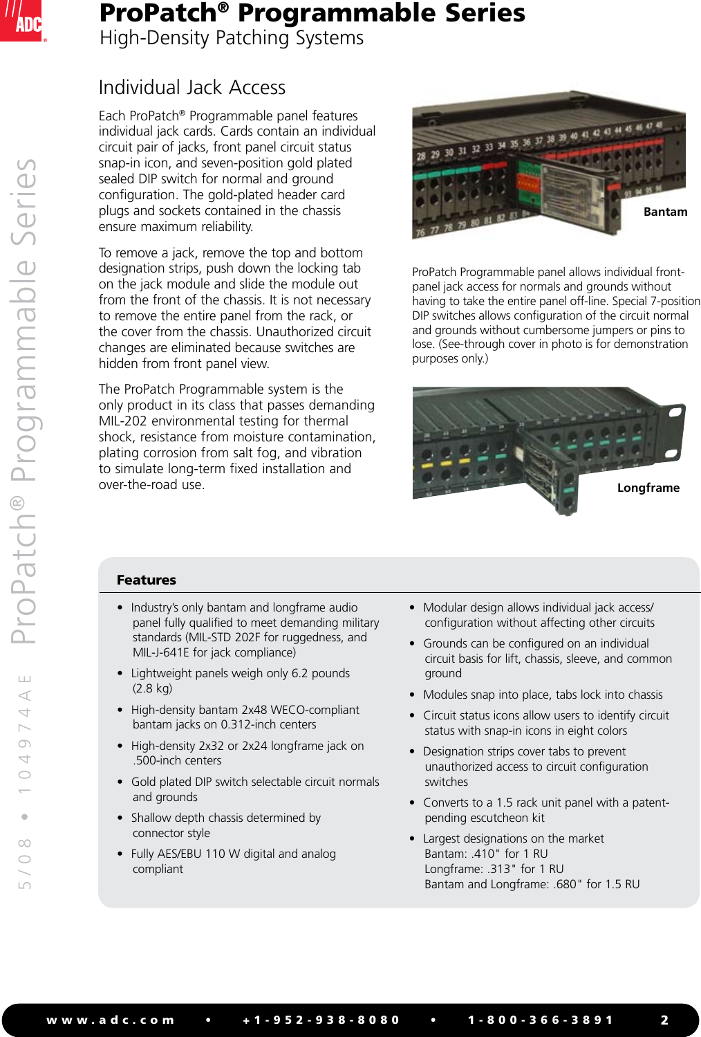 Page 2 of 12 - Adc Adc-Propatch-Programmable-Series-Users-Manual- ProPatch® Programmable Series High-Density Patching System - 104974AE  Adc-propatch-programmable-series-users-manual