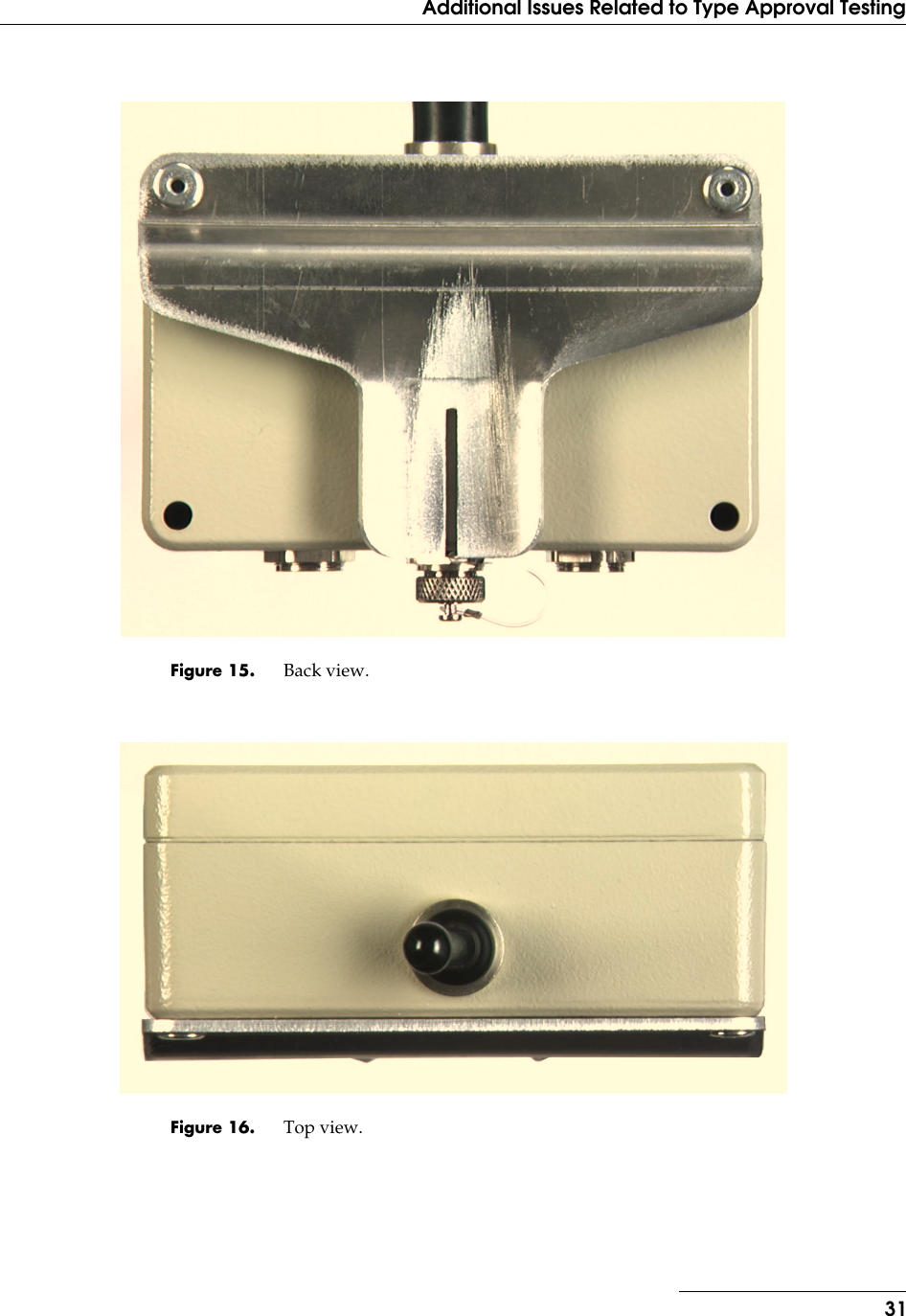 31Additional Issues Related to Type Approval TestingFigure 15. Back view.Figure 16. Top view.