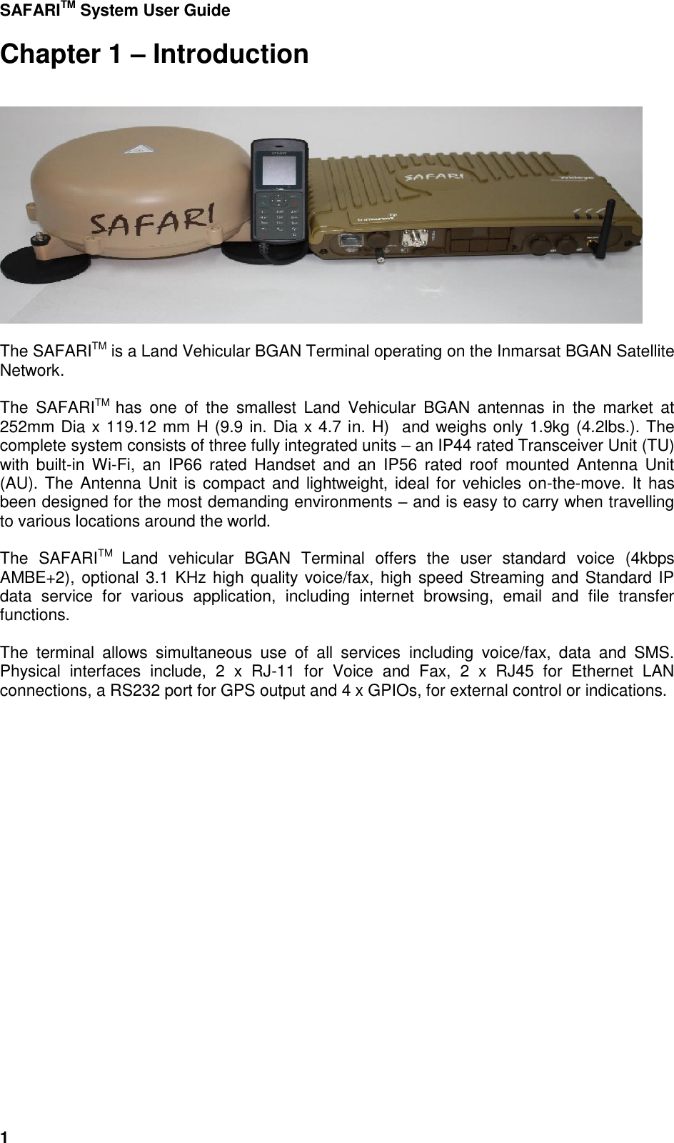 Page 7 of Addvalue Communications WESAFARI INMARSAT BGAN LAND MOBILE SATELLITE TERMINAL+ 802.11 b/g User Manual 