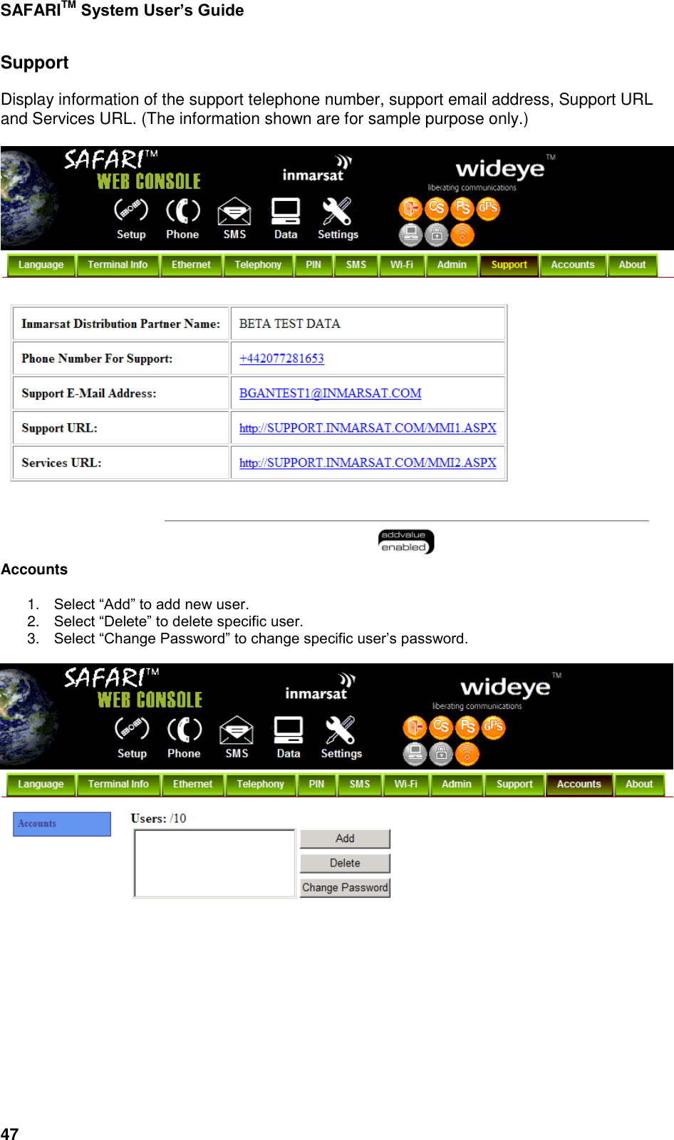 Page 95 of Addvalue Communications WESAFARI INMARSAT BGAN LAND MOBILE SATELLITE TERMINAL+ 802.11 b/g User Manual 