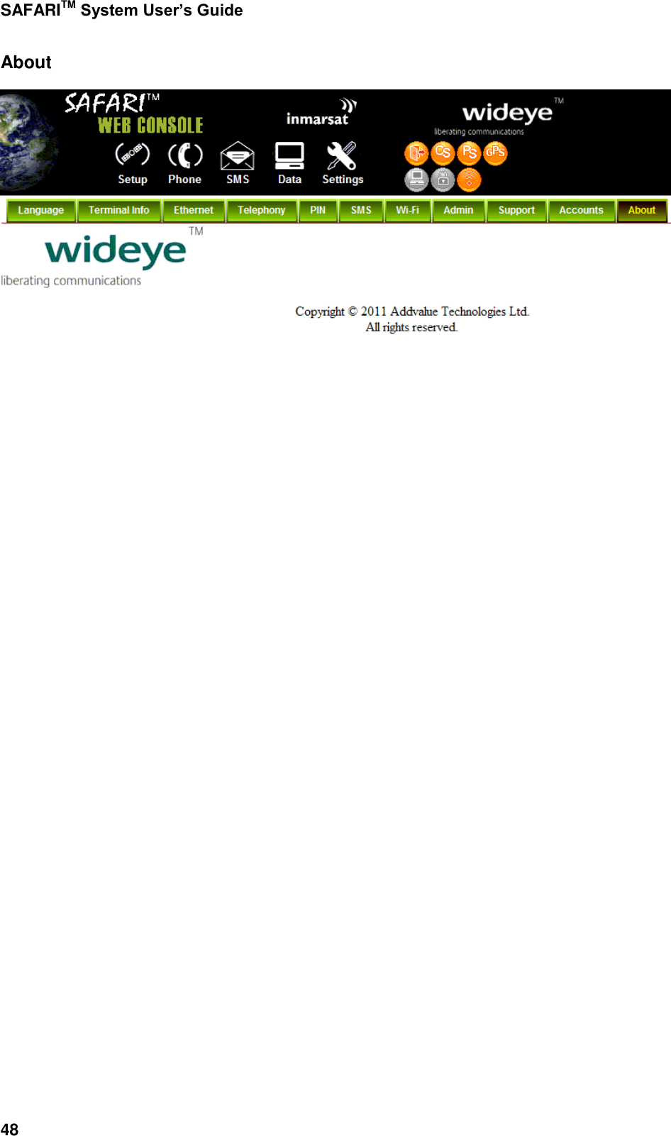 Page 96 of Addvalue Communications WESAFARI INMARSAT BGAN LAND MOBILE SATELLITE TERMINAL+ 802.11 b/g User Manual 