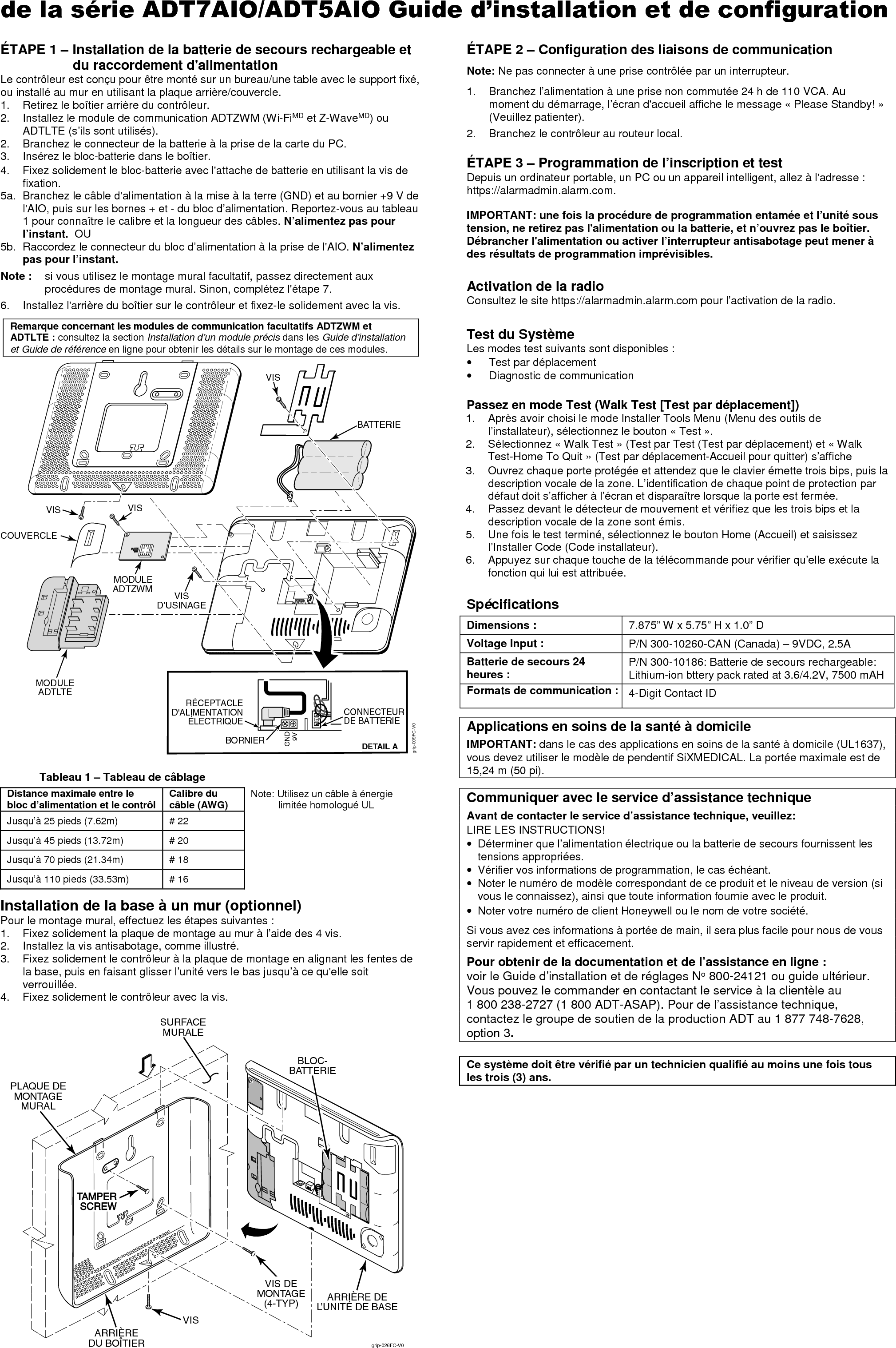 Ademco 8DL-GRIPAIO7A 7 inch AIO Wireless Control Panel User Manual 800 ...