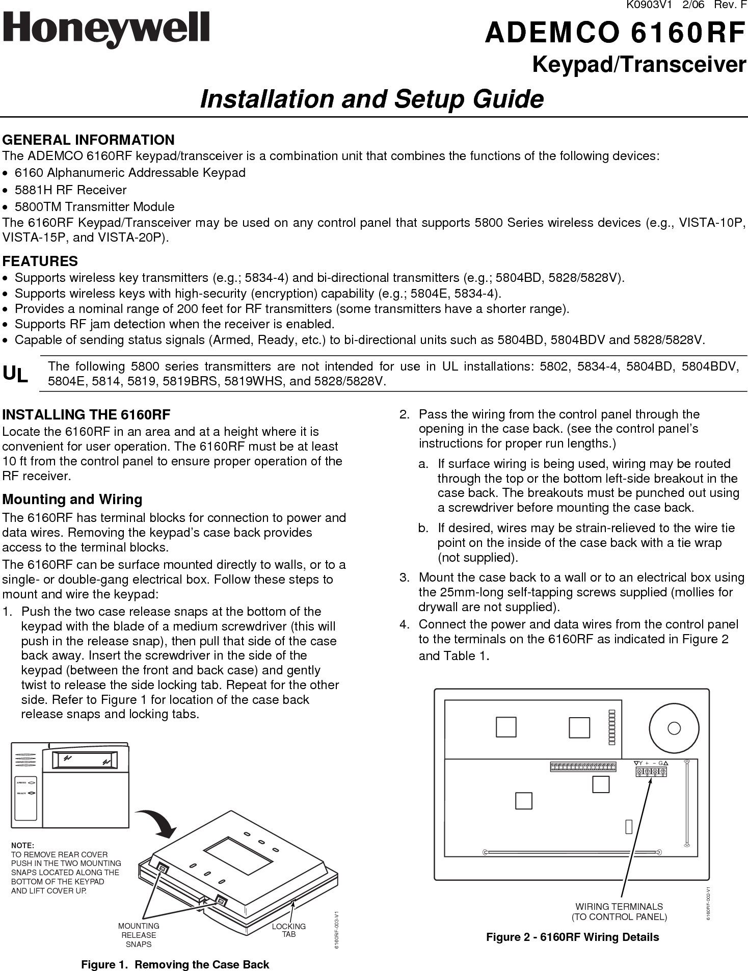 ademco-8dl6160rf-3-security-transceiver-keypad-user-manual-k0903v1-f